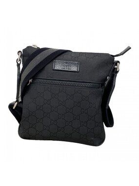 Gucci Shoulder Bag GG Nylon Black Silver